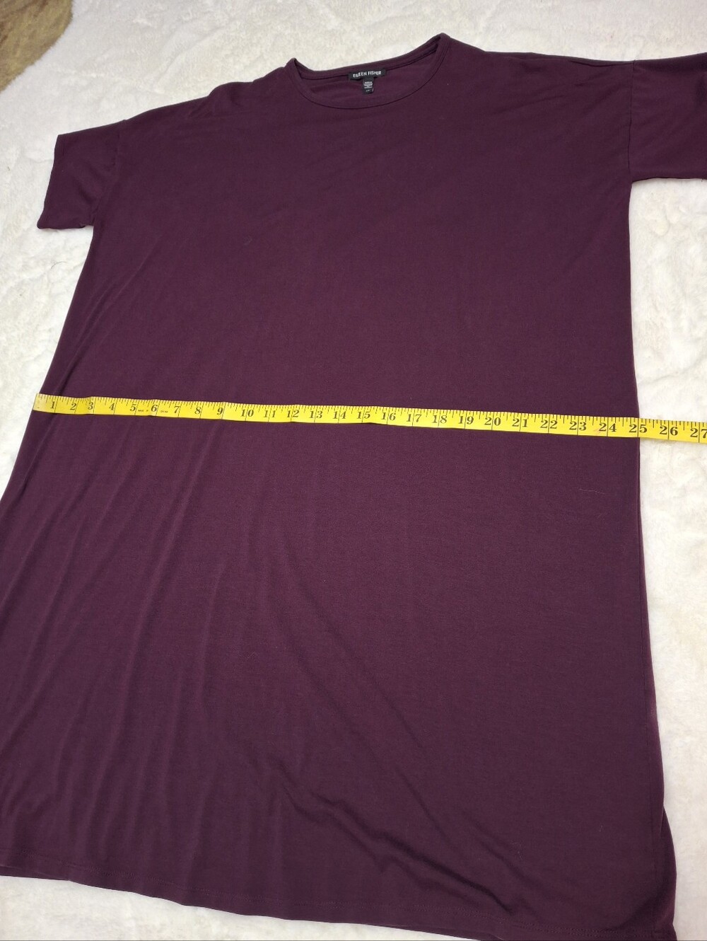 Eileen Fisher T-Shirt Dress Jersey Knit Plum Purple Short Sleeve Size Small - Picture 10 of 13